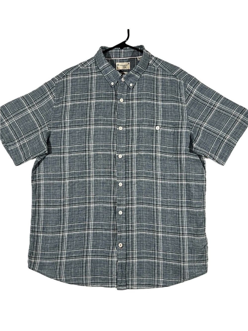 Weatherproof Men's Teal-Blue Plaid Short-Sleeve Button-Down Shirt